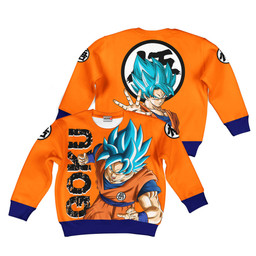 Dragon Ball Goku Blue Kids Hoodie Custom Anime Merch Clothes Gear Otaku