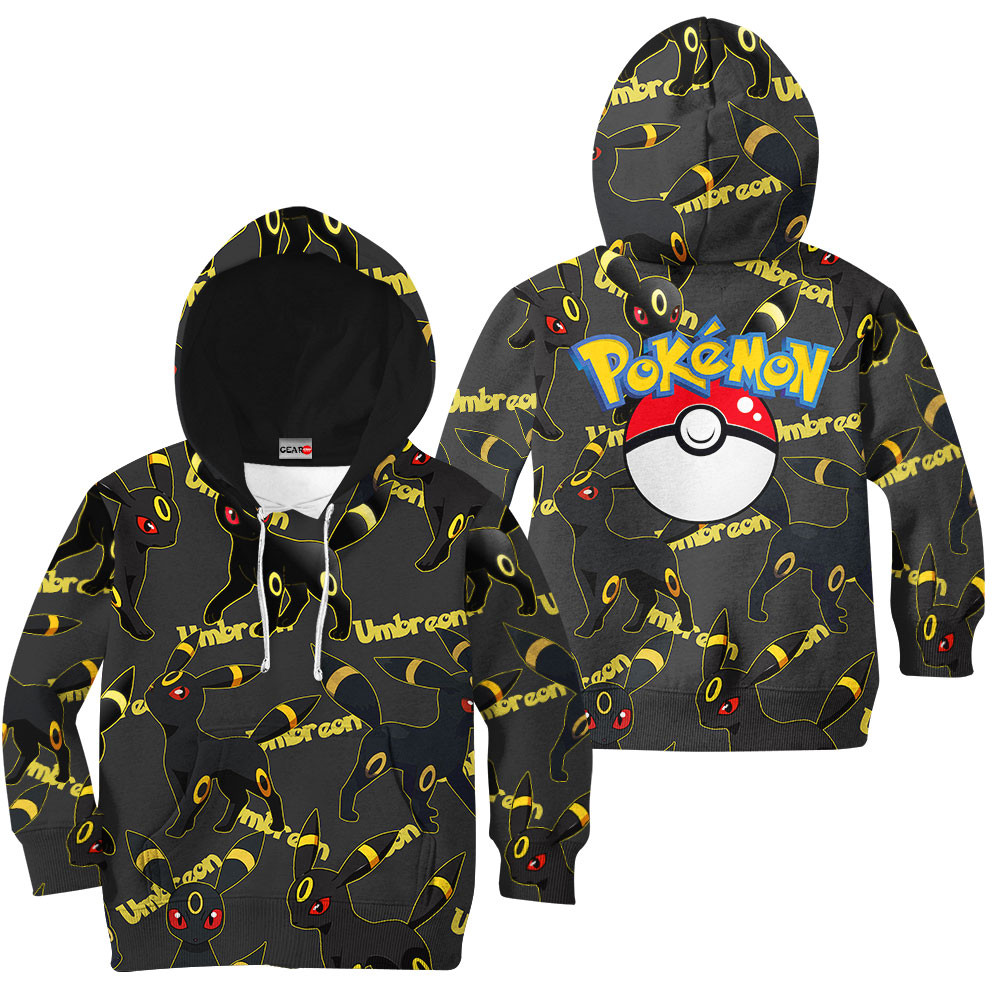 Pokemon Umbreon Kids Hoodie Custom Anime Clothes Pattern Style Gear Otaku