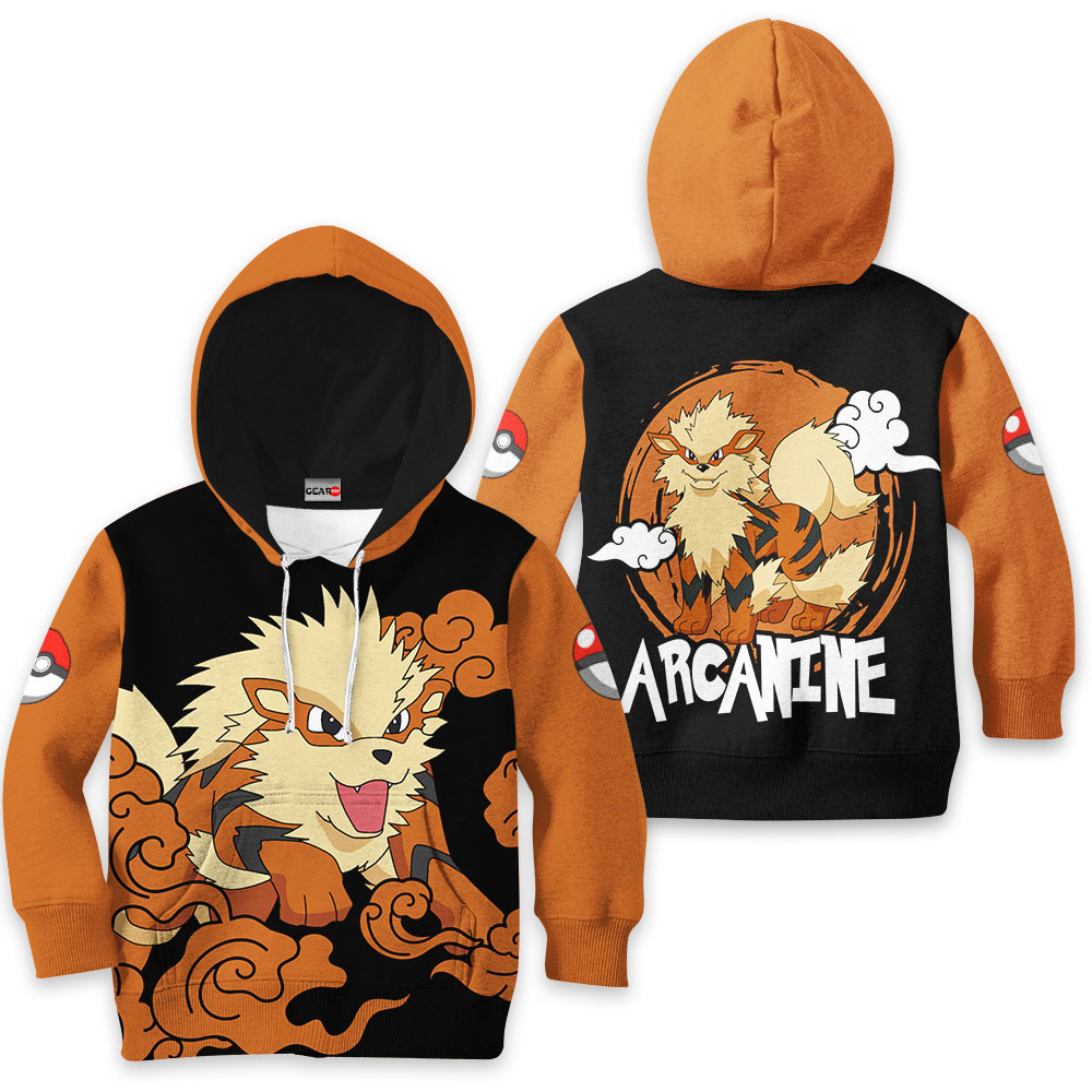 Pokemon Arcanine Kids Hoodie Custom Anime Merch Clothes PT0901 Gear Otaku