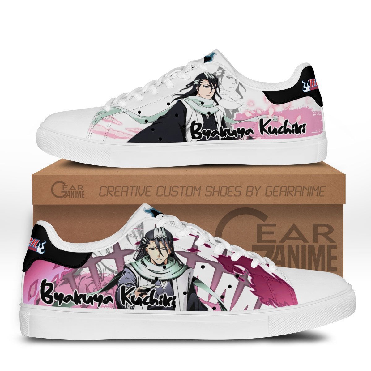 Byakuya Kuchiki Skate Sneakers Custom Anime Bleach Shoes - 1 - GearOtaku