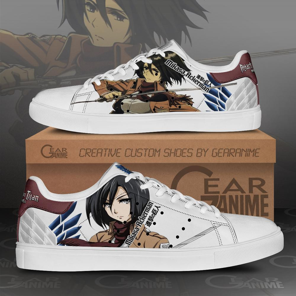 Mikasa Ackerman Skate Sneakers Attack On Titan Anime Shoes PN10 - 1 - GearOtaku