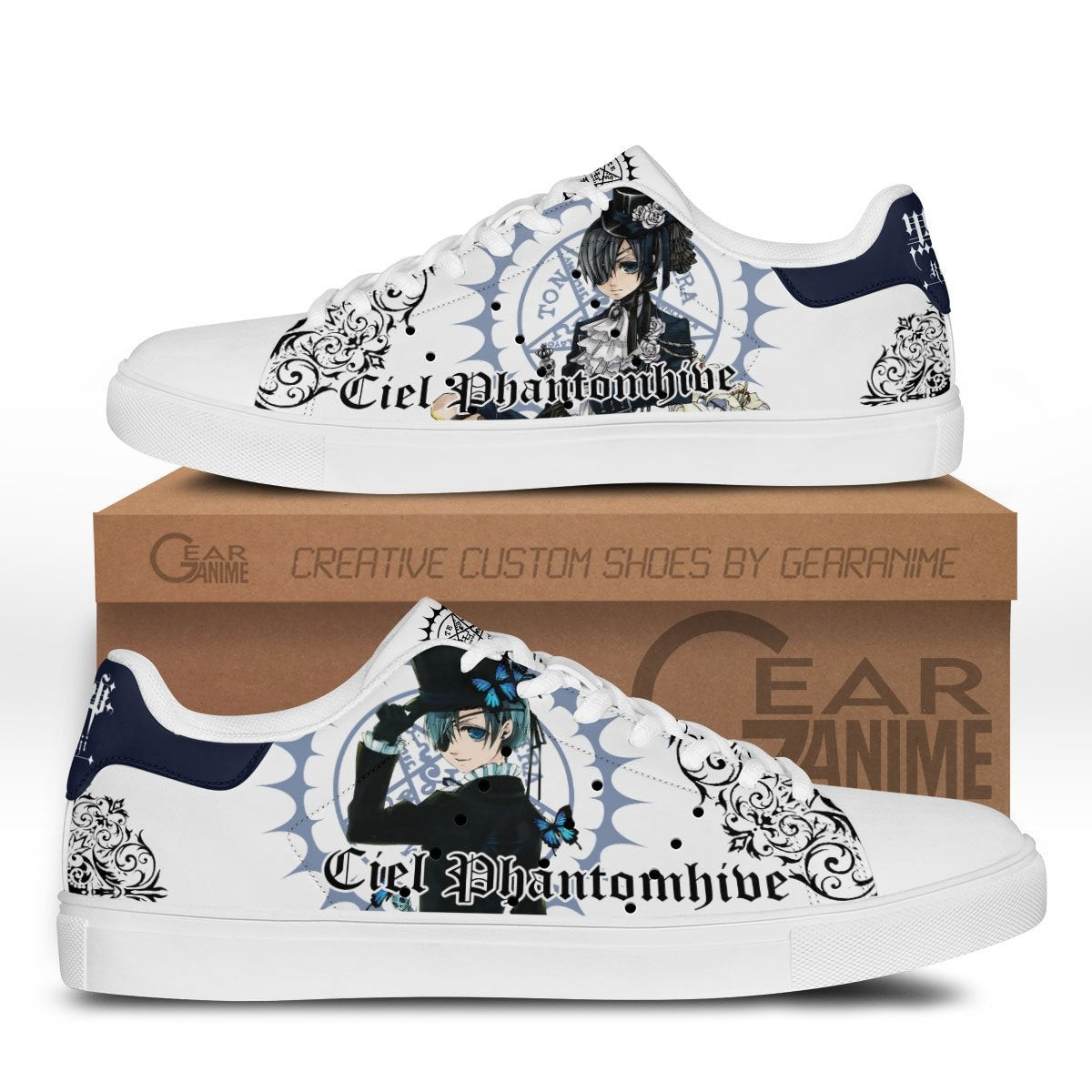 Black Butler Ciel Phantomhive Skate Sneakers Custom Anime Shoes - 1 - GearOtaku