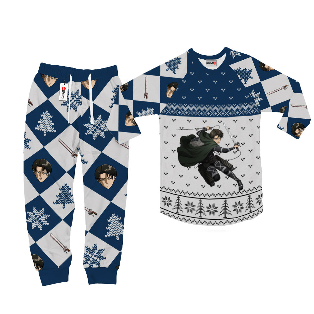 Levi Ackerman Pajama Set Ugly Christmas Style - GearOtaku