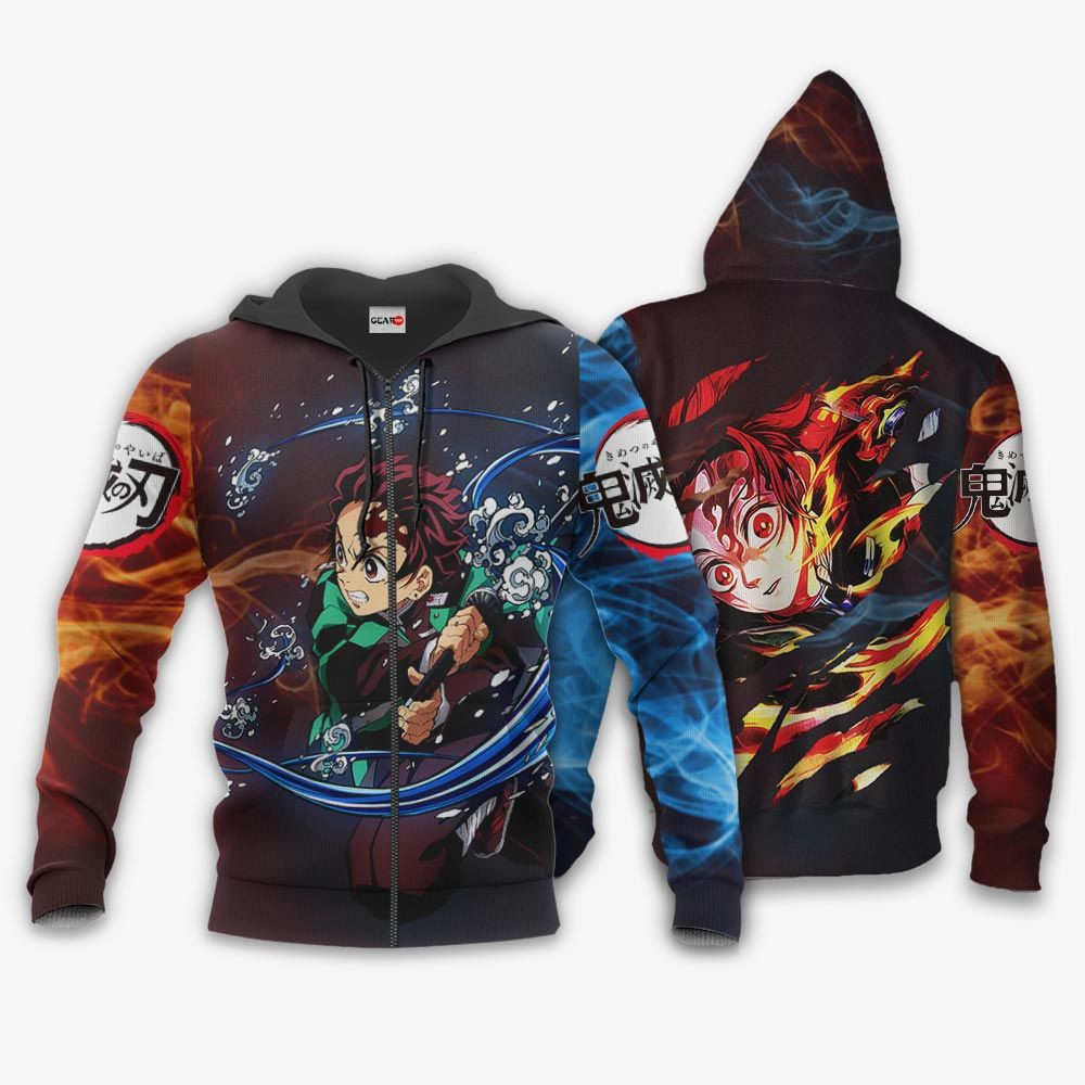 Tanjiro Kamado Hoodie Water and Sun Skill Demon Slayer Anime Shirts Gear Otaku