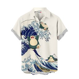 Snorlax Kanagawa Great Wave Hawaiian Shirts Custom Merch NTT06032410111A-2-Gear-Otaku