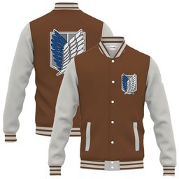 Survey Corps Anime Brown Varsity Baseball Jacket NTT02072410136-2-Gear-Otaku