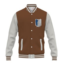 Survey Corps Anime Brown Varsity Baseball Jacket NTT02072410136-3-Gear-Otaku