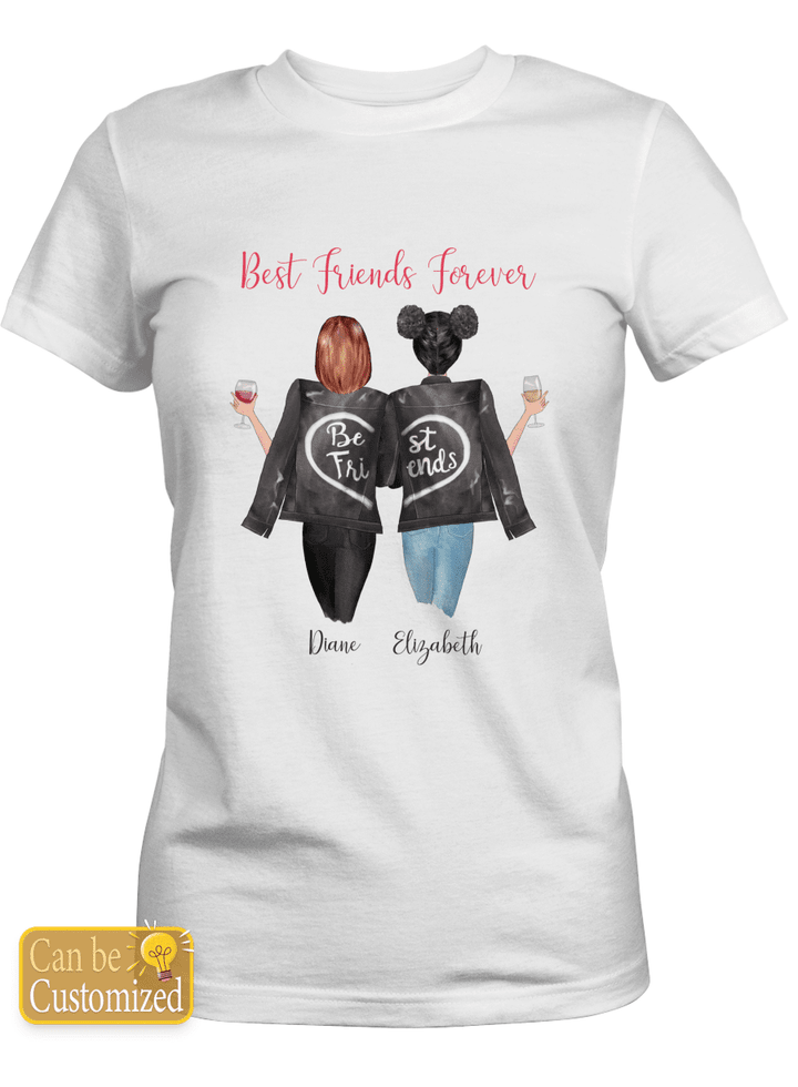 Personalized Ladies T-shirt, Premium Ladies T-shirt Best friends forever for friends young