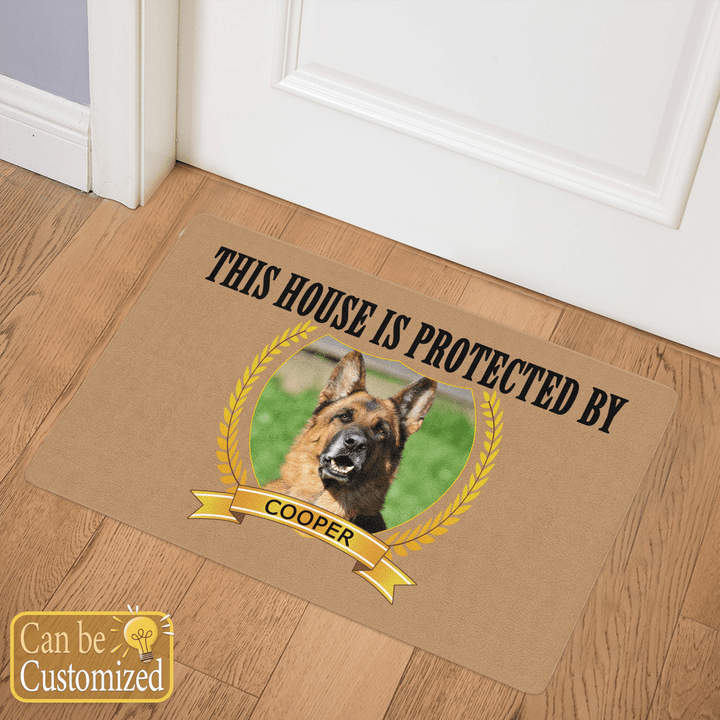Personalized Door Mat This house is protected by dog for family