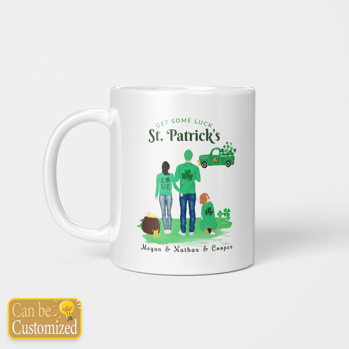 Personalized Mug Get some luck st patrick couple and pet