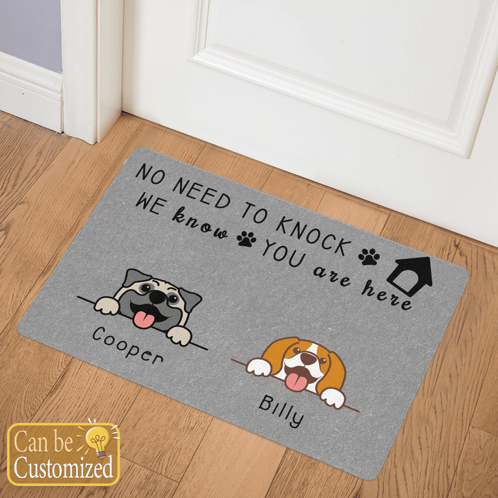 Personalized Door Mat 2 Dogs No need to knock we know you are here for dog lovers