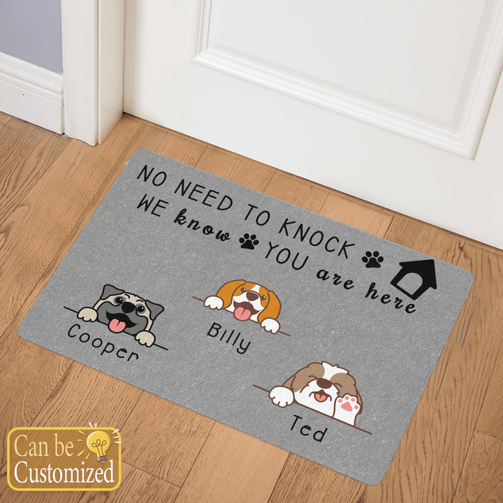 Personalized Door Mat 3 Dogs No need to knock we know you are here for dog lovers
