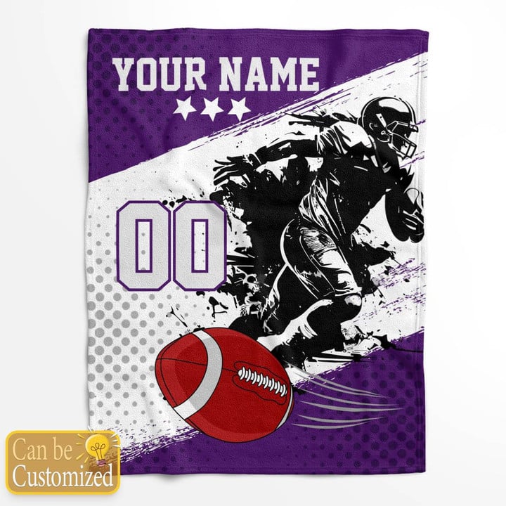 Customized Name & Number Star American Football Fleece Blanket