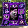 Skull Roses Purple Quilt Blanket