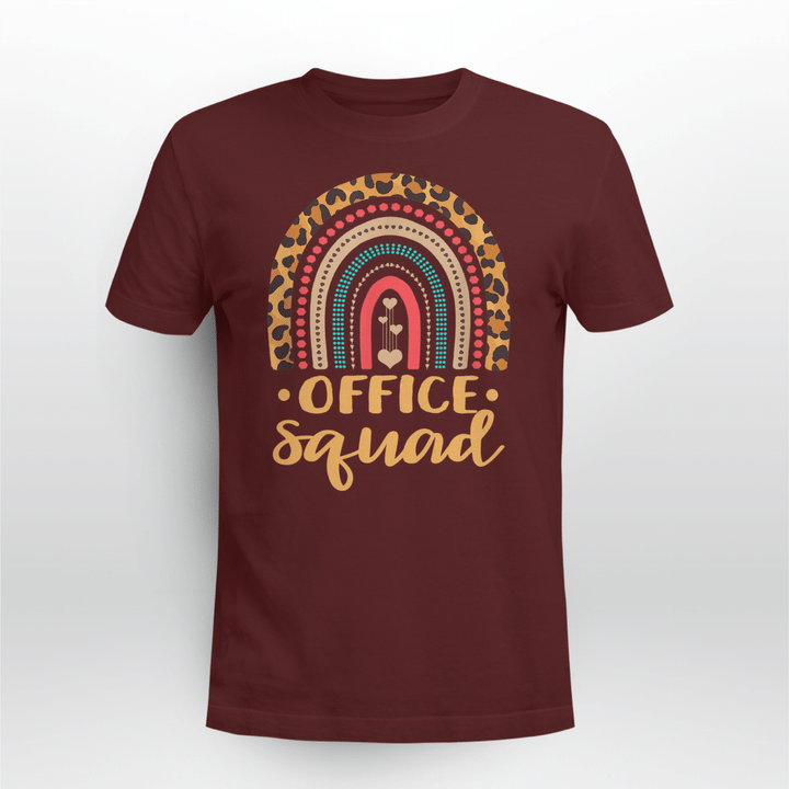 School Office Classic T-shirt Office Squad Leopard Rainbow