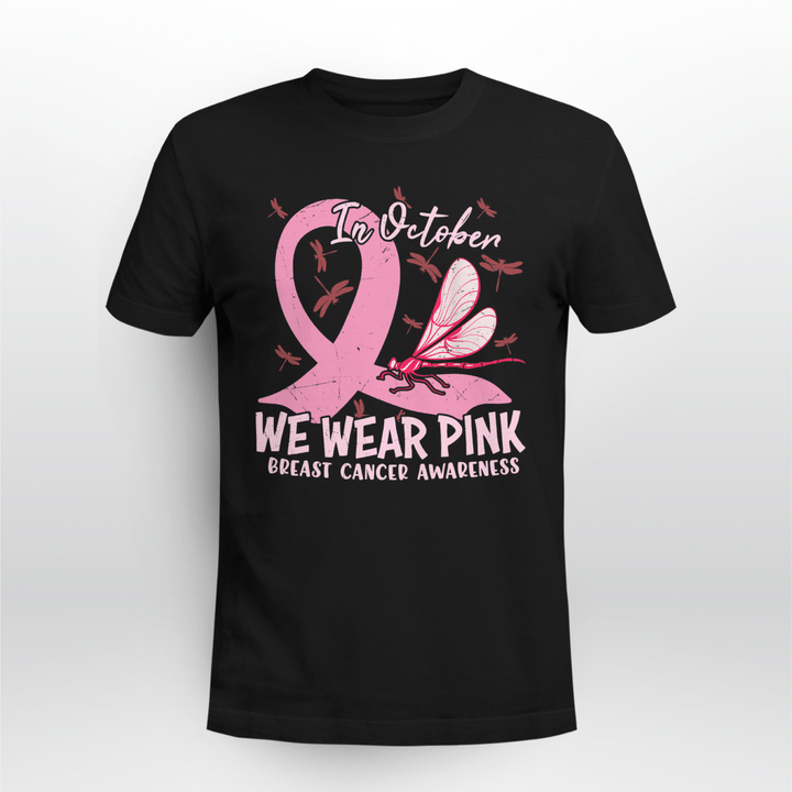 Breast Cancer Awareness Unisex T-shirt Dragonflies In October We Wear Pink