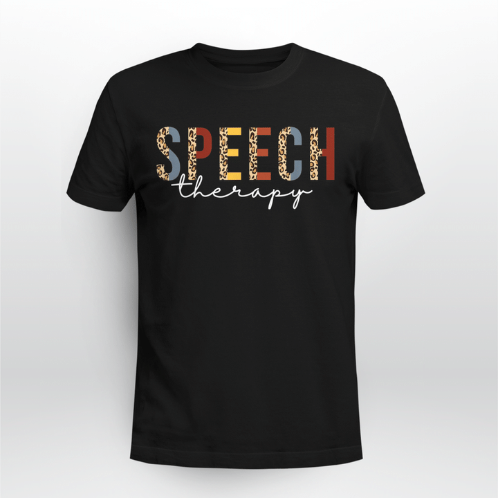 Speech Therapy Leopard Speech Language Pathology Month SLP T-Shirt
