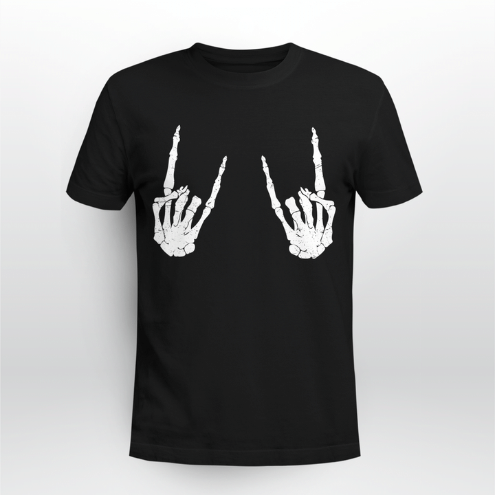 Halloween T-shirt Trendy Skeleton Rocker Graphic Costume