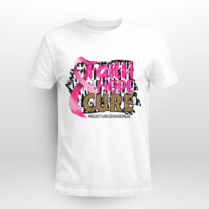 Breast Cancer Leopard Classic T-Shirt Faith Hope Cure V2
