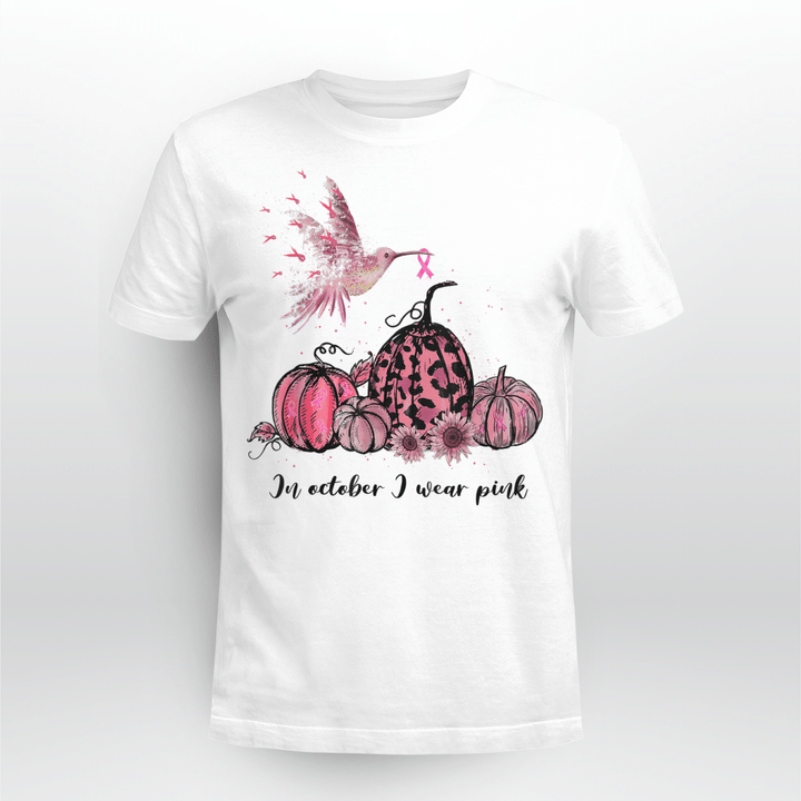 Breast Cancer Leopard Classic T-Shirt In October We Wear Pink Hummingbird
