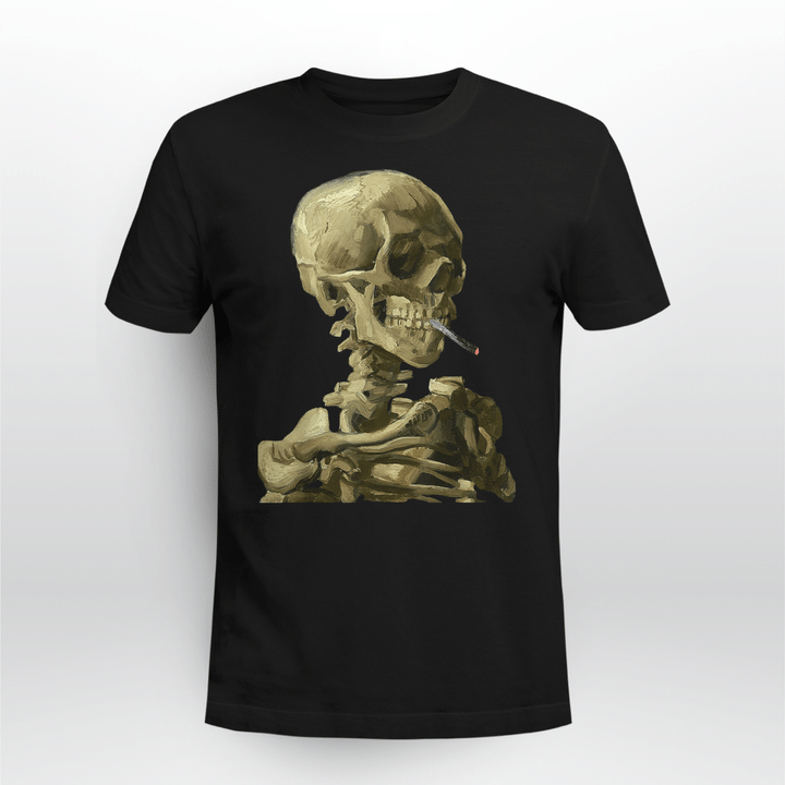 Skull Unisex T-shirt Halloween Skeleton Smoking