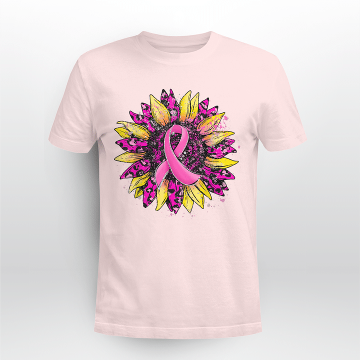 Breast Cancer Classic T-shirt Pink Leopard Sunflower