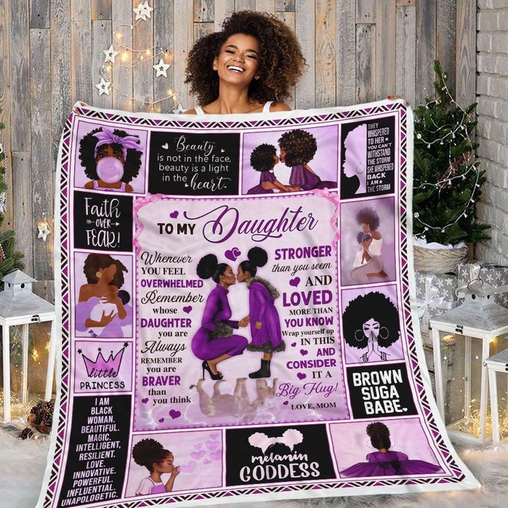 Mom To Daughter Purple Sherpa Blanket