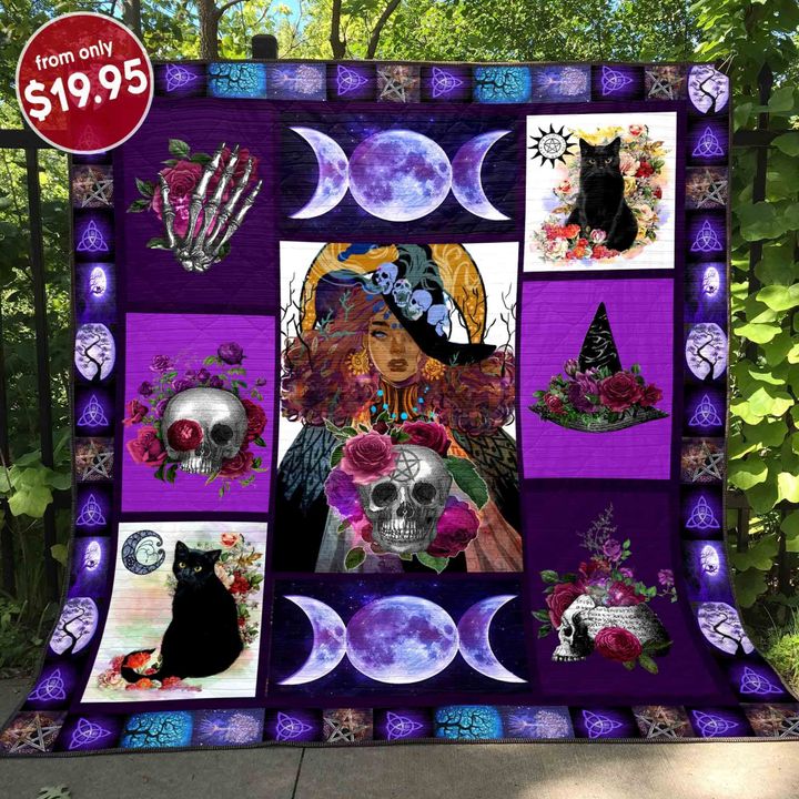 Wicca Skull Purple Quilt Blanket