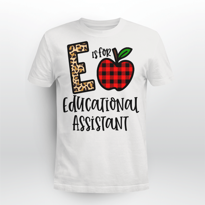 Educational Assistant Classic T-shirt Plaid Apple