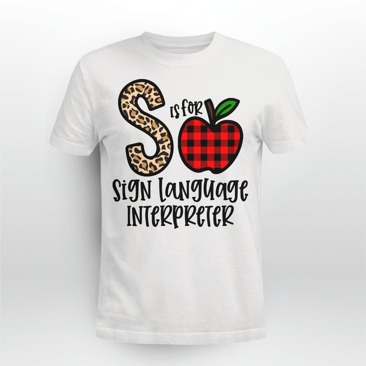 Sign language Interpreter Classic T-shirt Plaid Apple