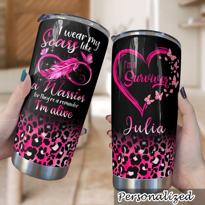Breast Cancer Personalized 20Oz Stainless Steel Tumbler I'm Alive