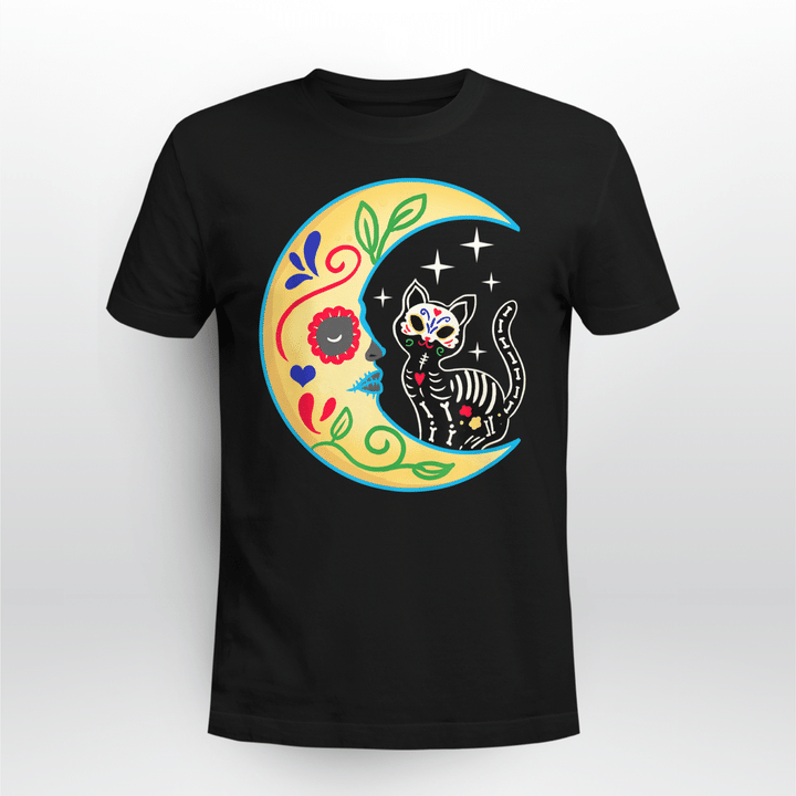 Day Of The Dead Classic T-Shirt Cat On The Moon