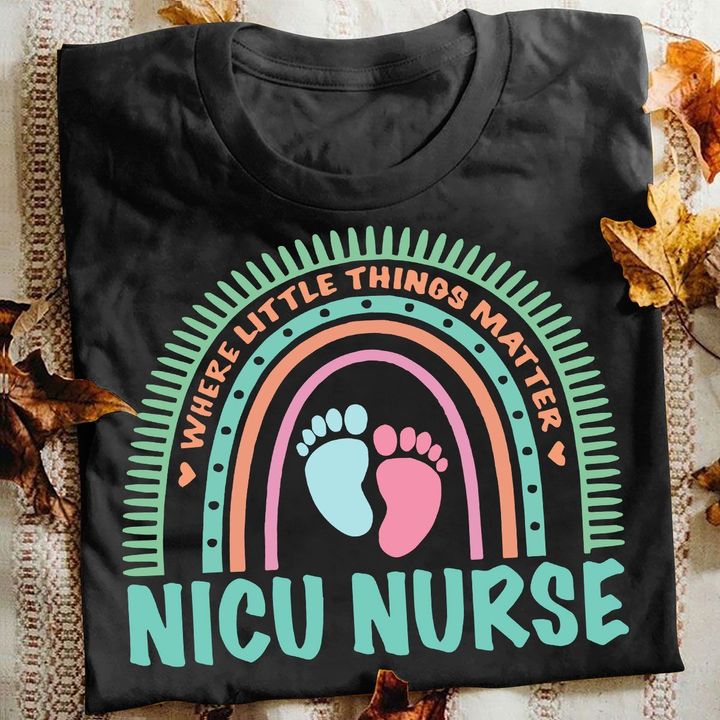 Nurse T-shirt Nicu Nurse Rainbow