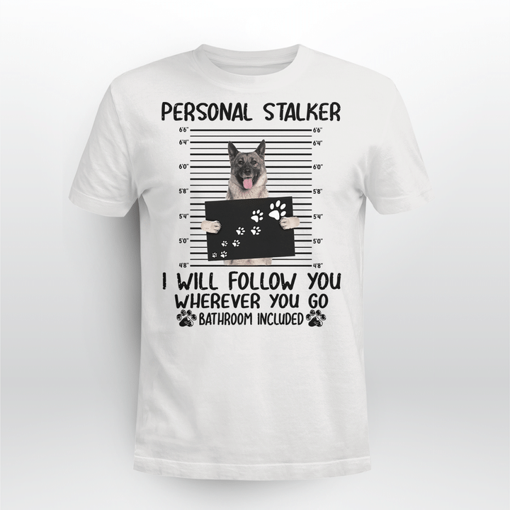 Norwegian Elkhound Dog Classic T-shirt Personal Stalker Follow You