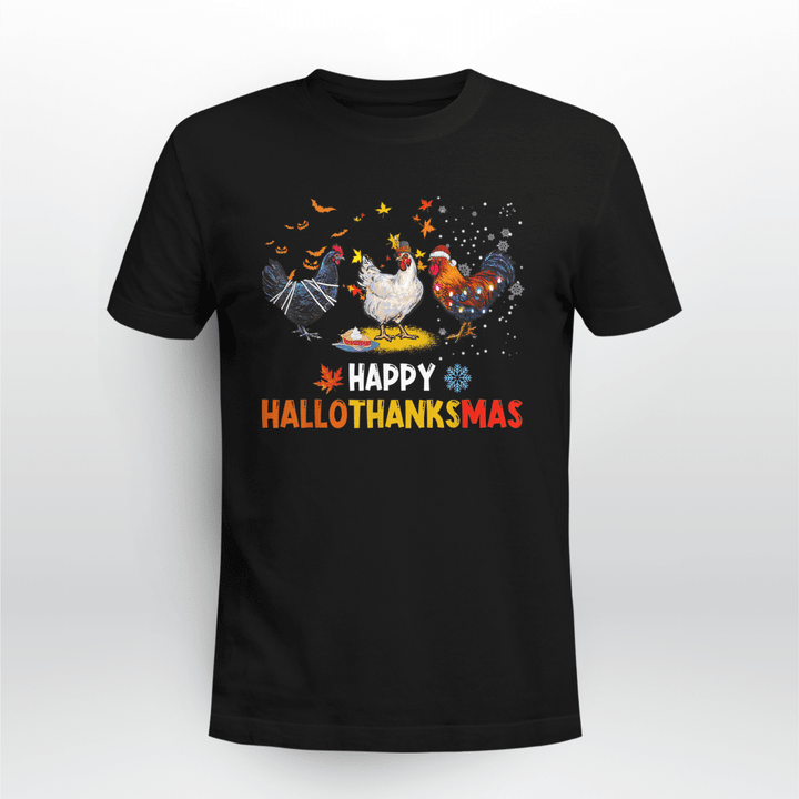 Thanksgiving Classic T-shirt Chicken Halloween Happy HalloThanksMas Autumn Thanksgiving