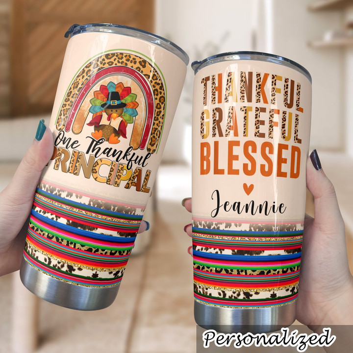 Thanksgiving Personalized 20Oz Stainless Steel Tumbler One Thankful Principal