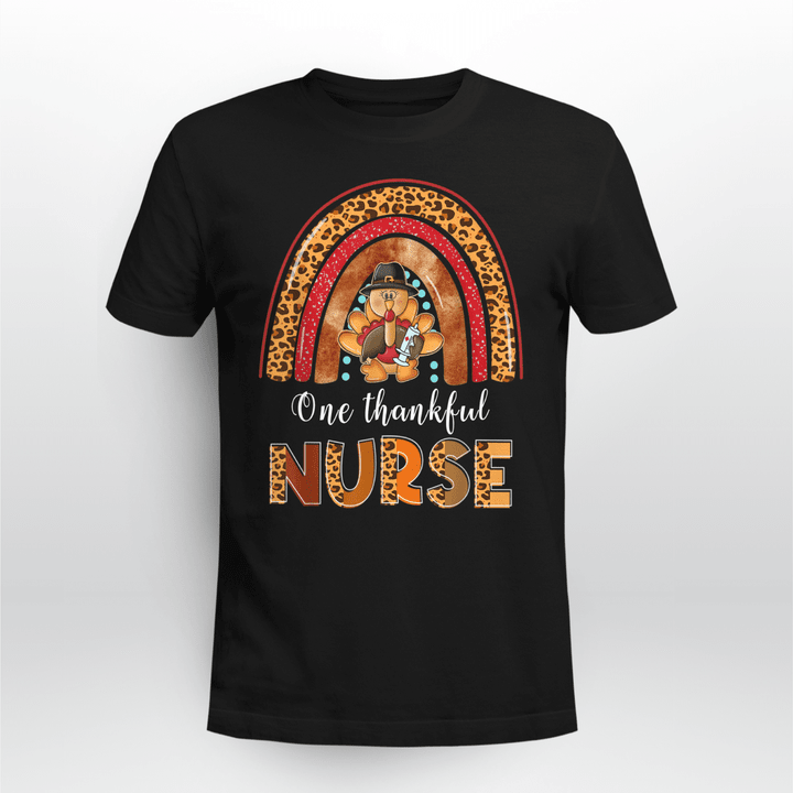 Thanksgiving Classic T-shirt One Thankful Nurse Turkey