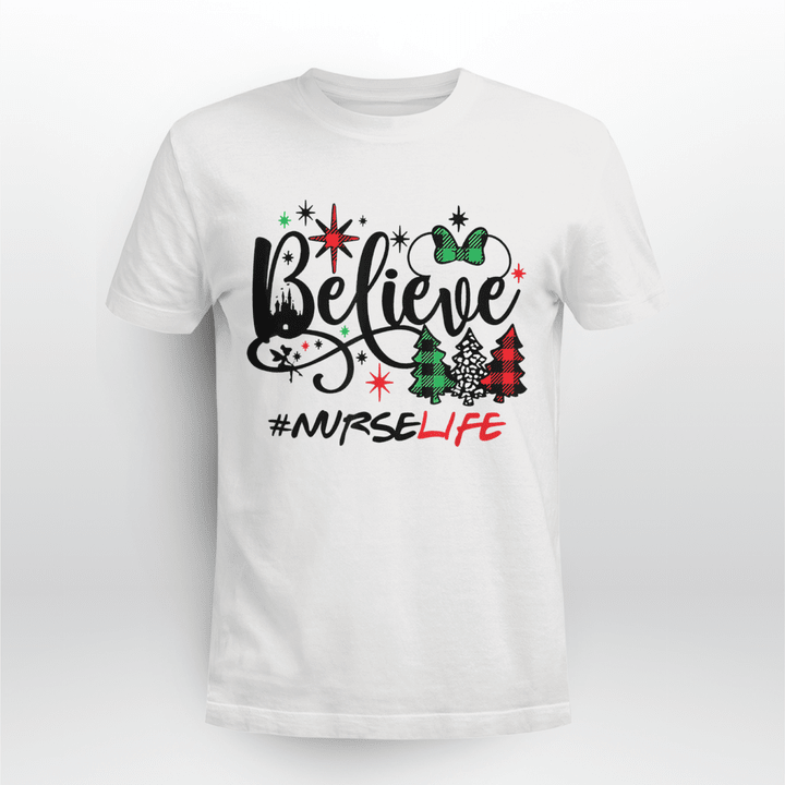 Nurse Classic T-shirt Believe Nurse Christmas Tree