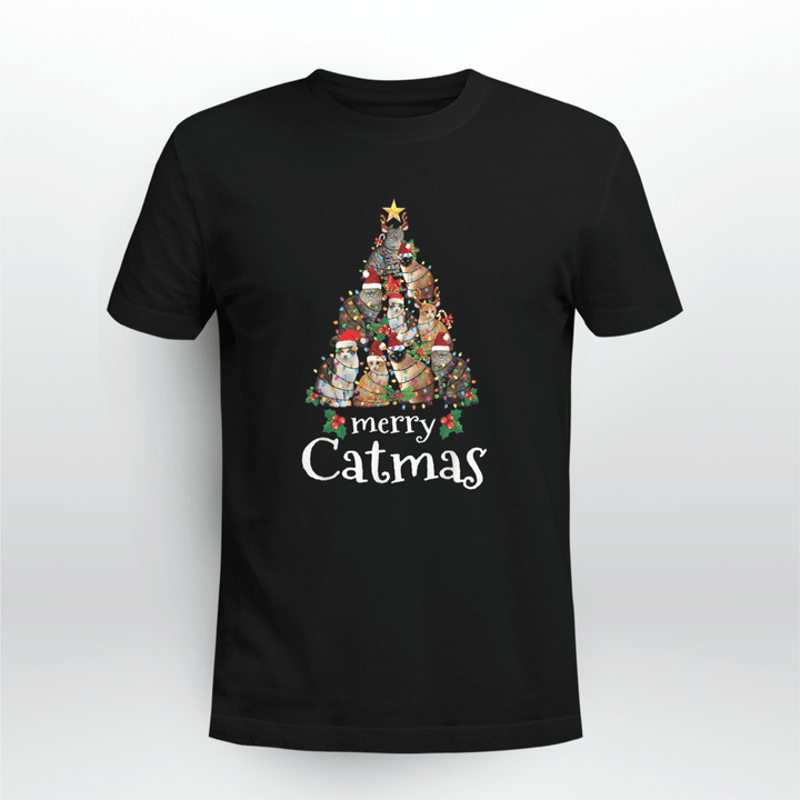Cat Classic T-shirt Merry Catmas Xmas Cat Christmas