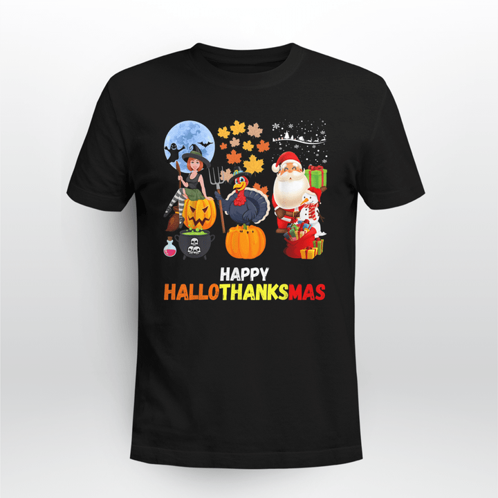Thanksgiving Classic T-shirt Happy Hallothanksmas Funny Halloween Thanksgiving Christmas