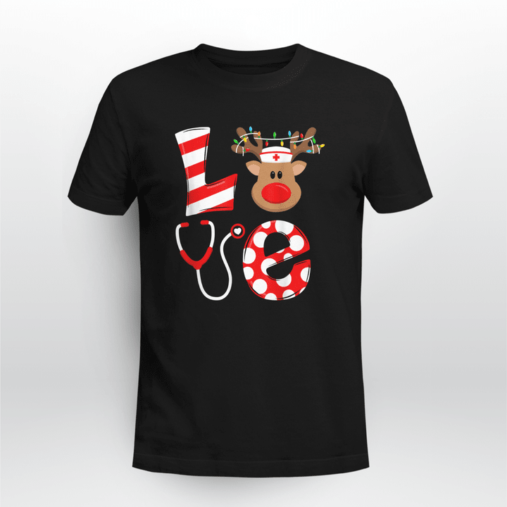 Nurse Classic T-shirt Christmas Nurse Love NICU RN ER Santa Reindeer Nurse Hat