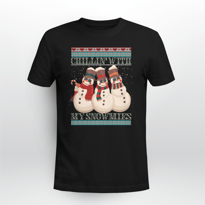 Christmas Classic T-shirt Chillin' With My Snowmies Ugly Christmas Snowman