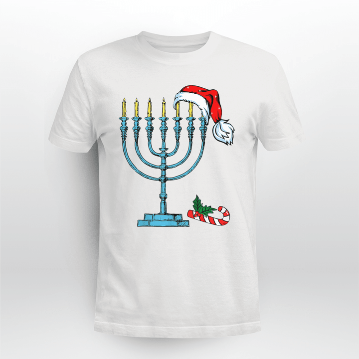 Hanukkah Classic T-Shirt Hanukkah Christmas Santa Hat