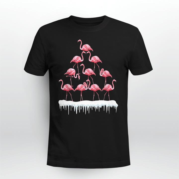 Flamingo Classic T-Shirt Cute Pink Flamingo Christmas Tree