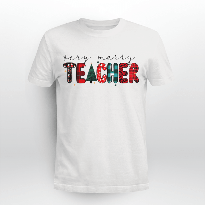 Teacher Christmas T-shirt Very Merry Teacher