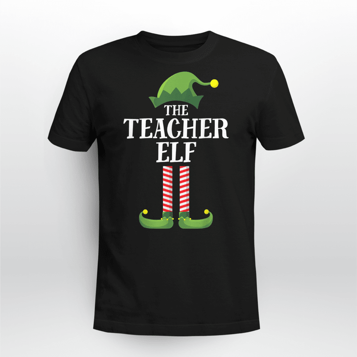 Teacher Christmas Classic T-shirt Teacher Elf Matching Family Group Christmas Party