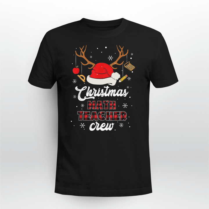 Math Teacher Classic T-shirt Buffalo Plaid Reindeer Christmas