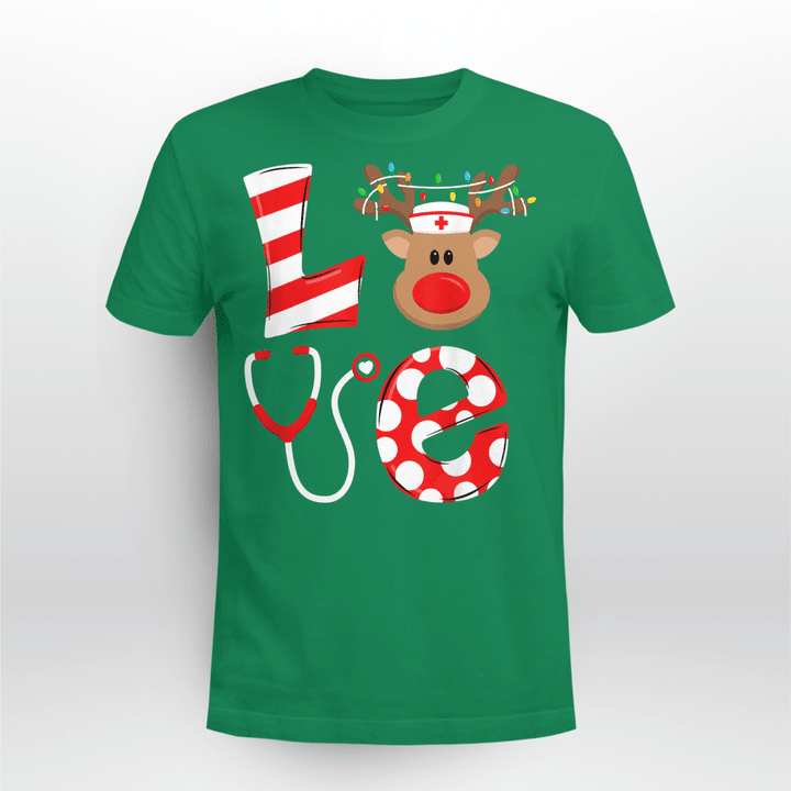 Nurse T-shirt Christmas Nurse Love NICU RN ER Santa Reindeer