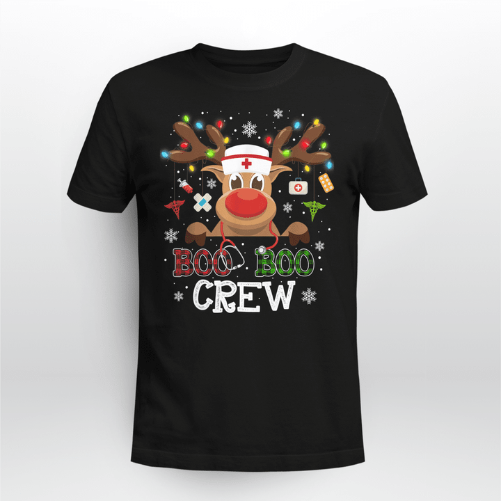 Nurse T-shirt Christmas Boo Boo Crew Reindeer