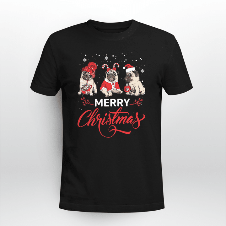 Pug Classic T-Shirt Pug Merry Christmas